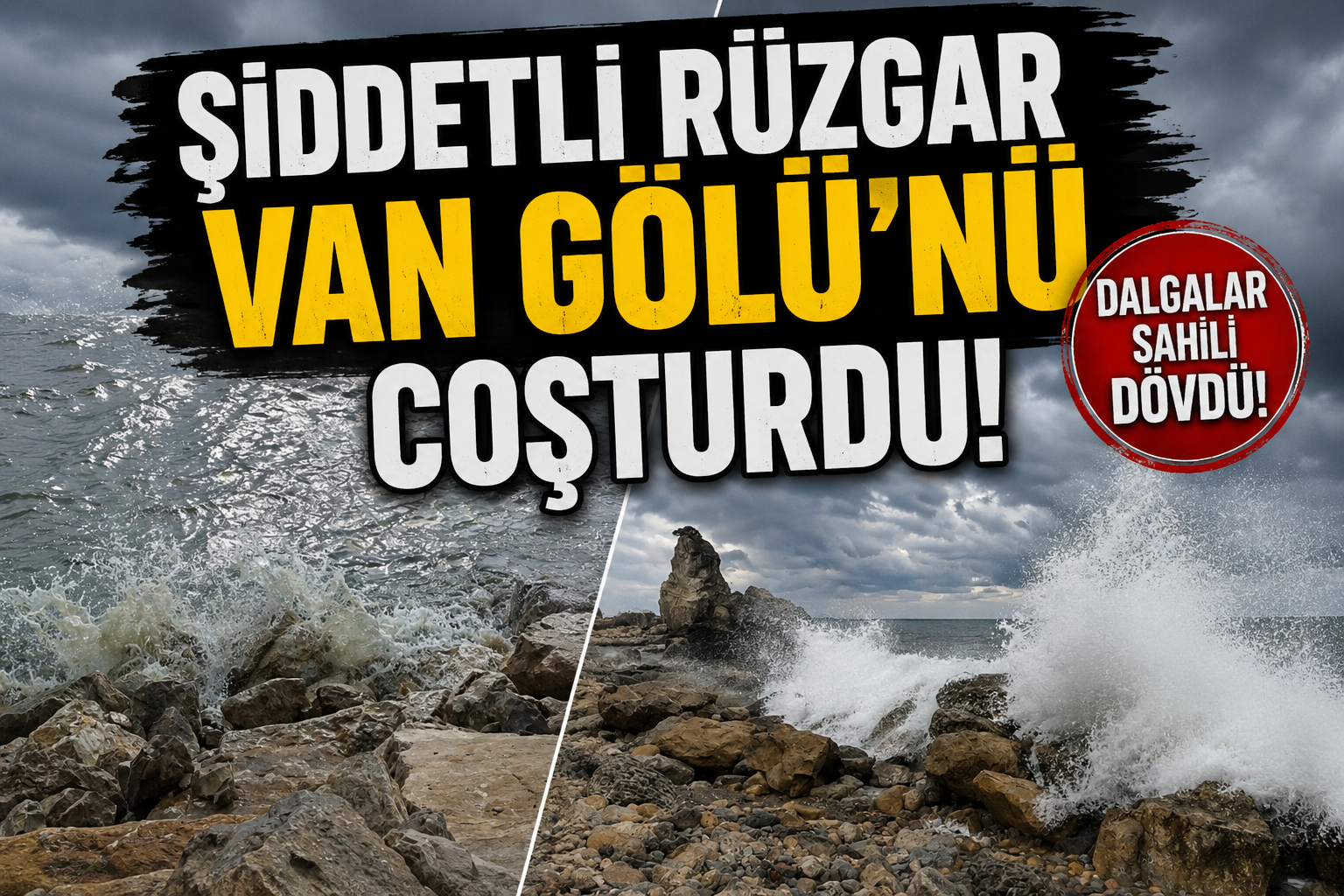 Van’da etkili olan rüzgar, Türkiye’nin en büyük gölü olan Van Gölü’nde dalgaların boyunun yükselmesine neden oldu.